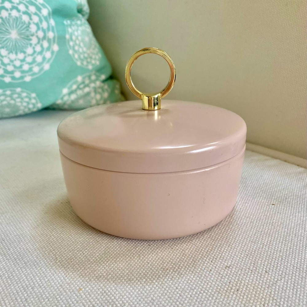 Normann Copenhagen Ring Box Pale Pink Metal Tin W Gold Handle Round W Lid